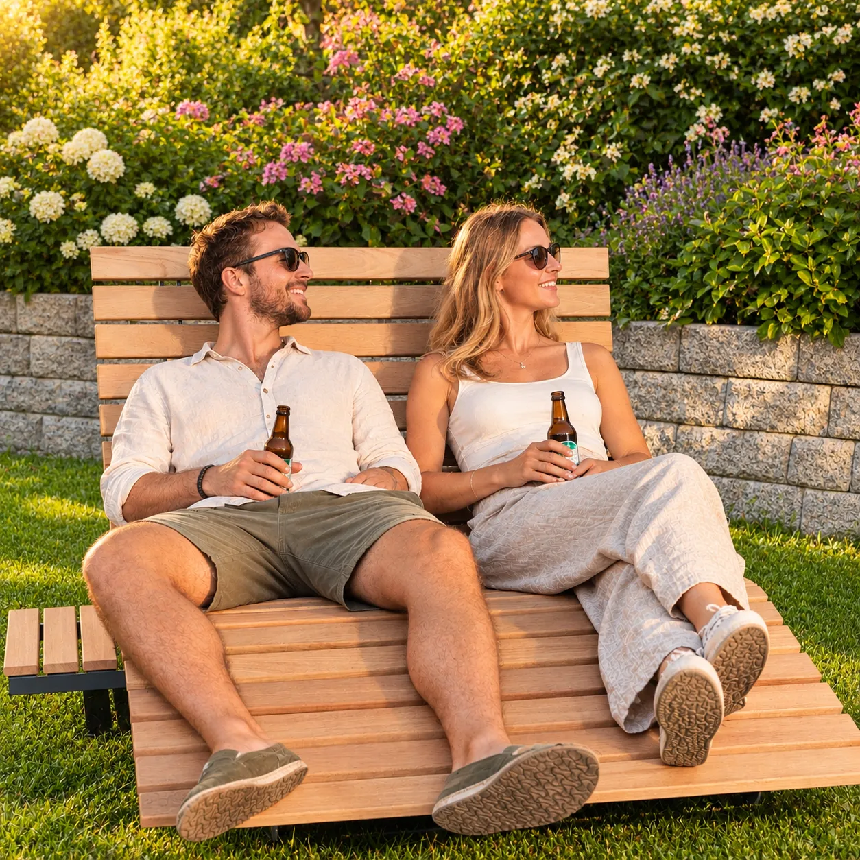 Drehbares Waldsofa aus Bangkirai Holz mit Pulver beschichtetem Stahl Gestell